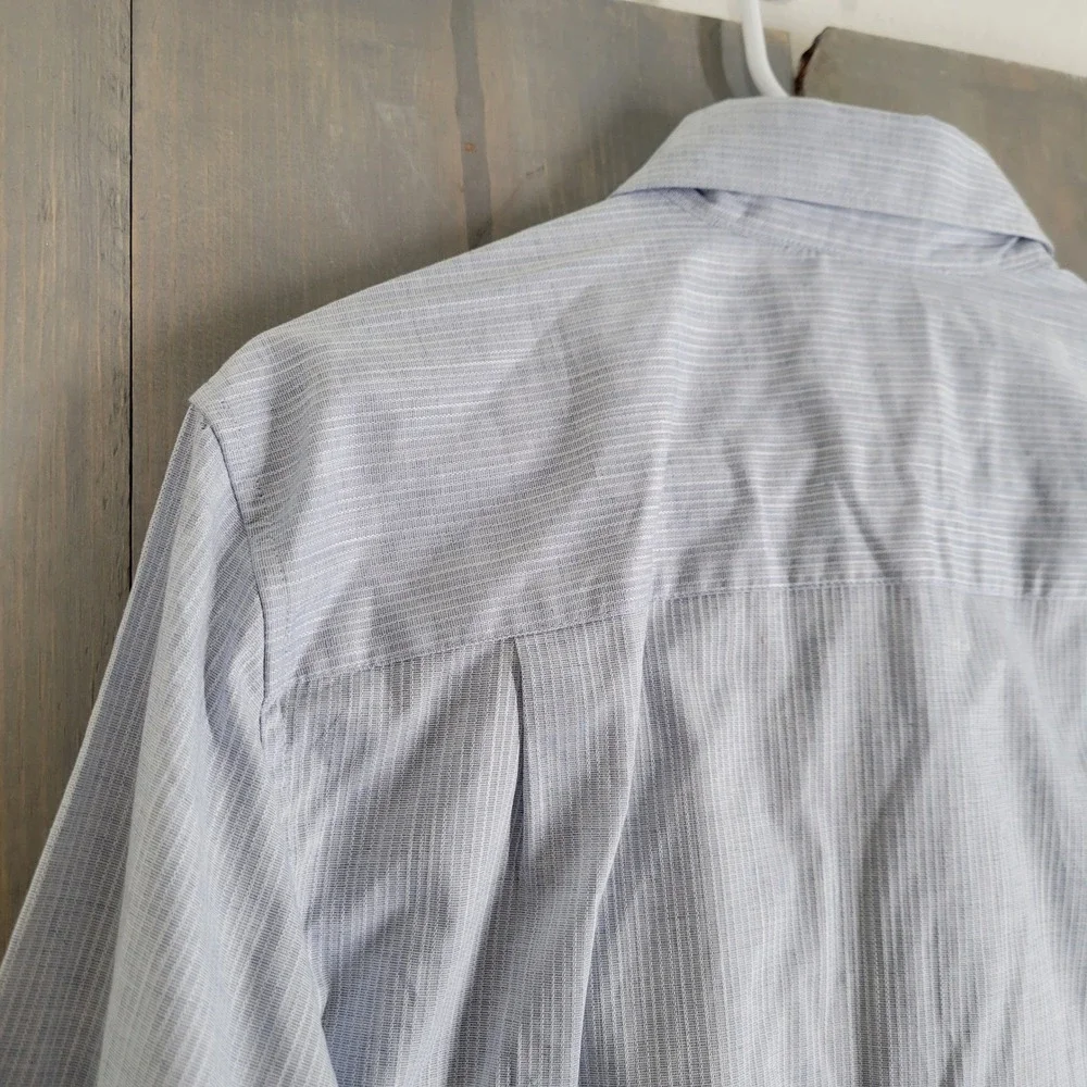 Sisley Button Down Shirt Mens Size M Blue Regular Fit Striped Cotton Stretch NEW